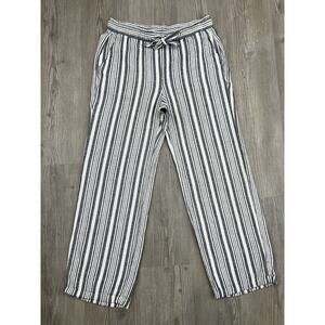 Old Navy Drawstring Striped Wide Leg Linen Pants Women’s Size S